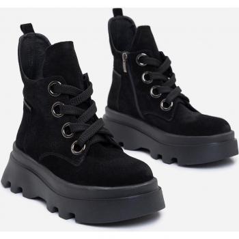Bequeme Wildlederstiefel mit Fell ISSA PLUS 37 schwarz
