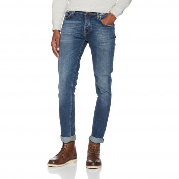 Nudie Jeans Herren Grim Tim Jeans Blau, W36/L34