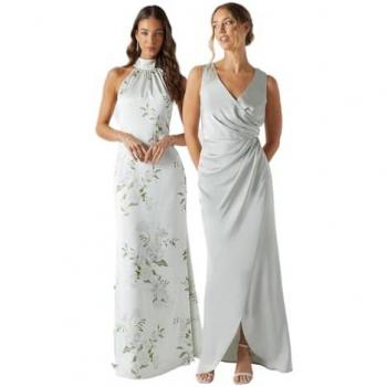 Ruched Waist Detail Satin Bridesmaid Dress