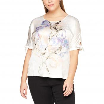 SAMOON Damen Bluse T-Shirt 1/2 Arm, Offwhite Druck 9016, 52