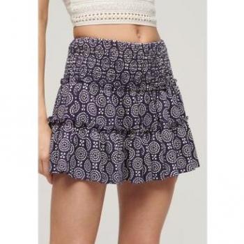 Minifalda de punto escalonada marino para mujer Superdry