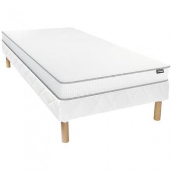 Ensemble de lit 90 x 190 cm avec sommier et matelas en mousse épaisseur 12 cm