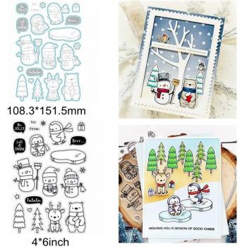 Christmas Animals Bear Winter Tree Elf Sled Alphabet Clear Silicone Stamps
