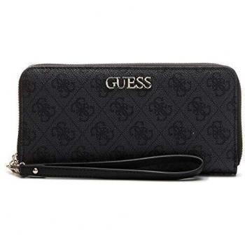 GUESS Geldbörse Alby SLG Coal SG745546 – Leder, Schwarz, 2 Schubladen