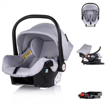 Chipolino Baby Seat System: Isofix‑Basis Aura i‑Size, 40–85 cm, grau mit Muster