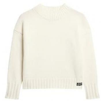 Superdry Damen Strickpullover Essential Stehkragen strahlend weiß Größe M