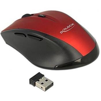Mouse RF Wireless Ottico 1600 DPI Ergonomico Mano Destra Nero Rosso