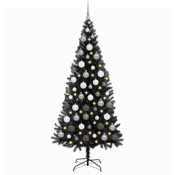 Sapin de Noël artif. 180 cm, LED 300, support noir vieXL