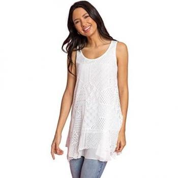 Ladies Lace Overlay Hanky Hem Top