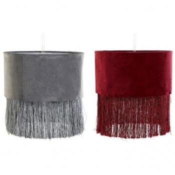 Lampada a Stile Vintage DKD Home Decor 30x30x29 cm – Grigio Bordeaux con Finitura Metallo Velluto Frange