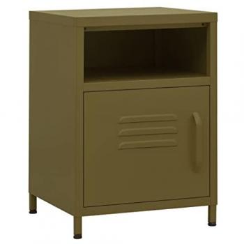 Olive Green Steel Nightstands, 2 pcs, 35x35x51 cm
