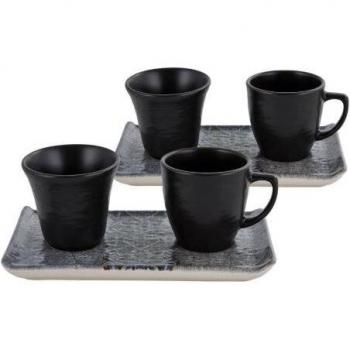 Café Cubano Karaca: Pack de 6 Tazas Negras para 2 Bebidas