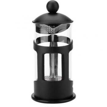Contenedor de café de cristal con diseño en acero inoxidable