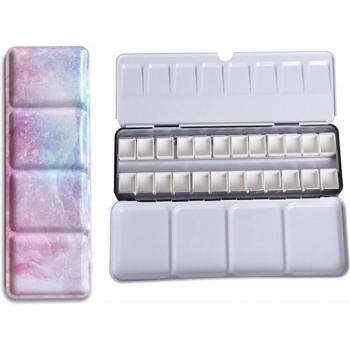Watercolor Gouache Paints with Iridescent Finish in Tin Palette