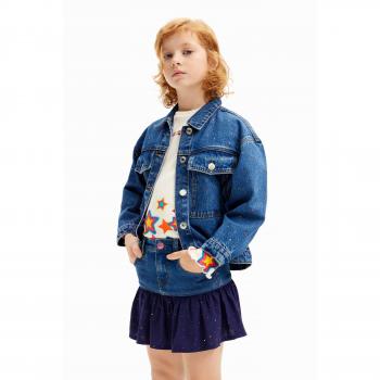 Minigonna Jeans Desigual 7/8 Blu con Volantino a Pois