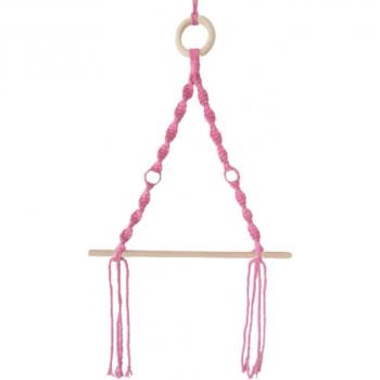 Houten Wandplank met Macramé Toiletrolhouder