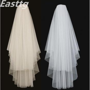 White Ivory Wedding Veil with 2 Layers