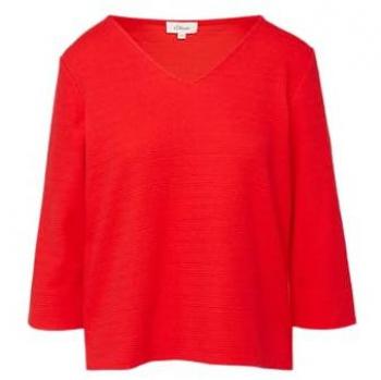 S.Oliver Strukturpullover mit V-Ausschnitt