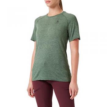 Odlo Seamless Short Sleeve T-Shirt, Loden Frost Melange, Women’s Crew Essential (Small)