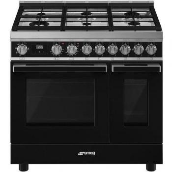 Smeg Range Cooker Black Portofino CPF92GMBL 90X60cm Dual Fuel Grade (CH-922)
