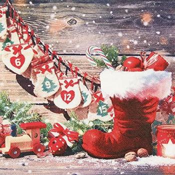 20er Pack Nikolaus Servietten Santa’s Boots