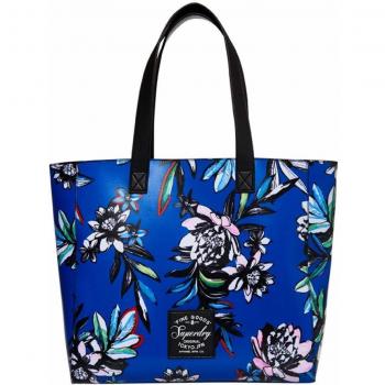 Superdry Elaina Handtote mit tropischem Blaustil – 37x38x10,5 cm