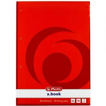 Herlitz Red and White A4 Writing Pad 100 Sheets