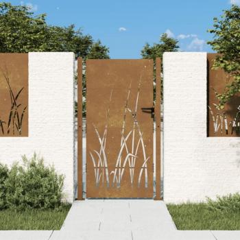 Cancello in Acciaio Corten 105x180 cm con Design Erba