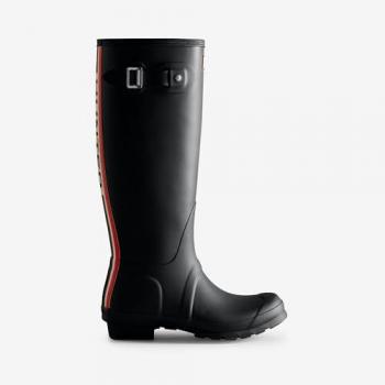 Hunter Botas Original Tall Negro 42 con Hebilla y Detalle Tricolor