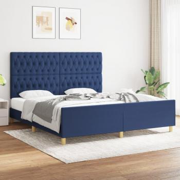 VidaXL 180x200cm Blue Upholstered Bed Frame with Headboard