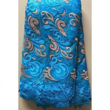 French Tulle Lace Fabric in Blue