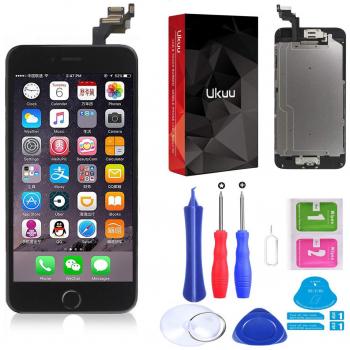 Ukuu Pantalla Táctil para iPhone 6 Plus Cristal + LCD Montado [con Botón de Inicio, Cámara, Sensor Flex] + Herramientas