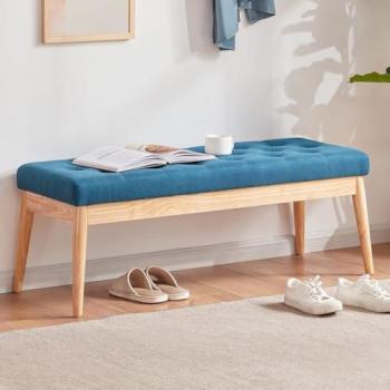 Cassapanca Pouf Ottomana Blu Imbottita Alta Densità 108x41cm per Ingresso e Camera da Letto