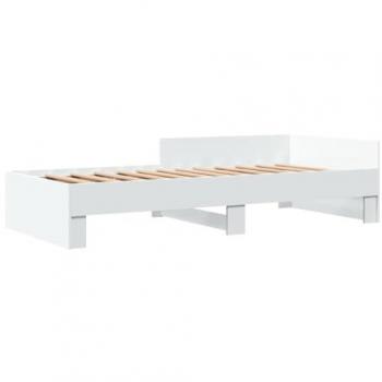 Cama de madera de ingeniería blanca 90x200 cm