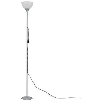 Dalby Stem Uplighter Floor Lamp – Frosted Glass Shade, 3000K Warm LED, Silver Finish