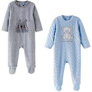 Pijamas Terciopelo Amomí, Pelele para Bebé Niño 24 Meses, Manga Larga, Paquete de 2