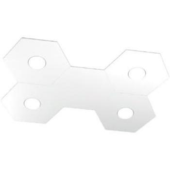 Plafoniera Moderna Esagonale in Metallo Bianco con 4 Luci LED da 12W
