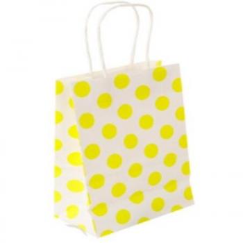 Sac en papier à pois avec poignées, 10 pièces, Kraft