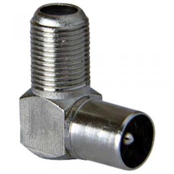 Adaptateur d'antenne coudé F-jack coaxial (IEC 9,5 mm) à angle droit