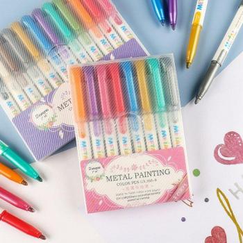 Metallic Coloring Pen Set 8/12 Colors for Diary and Journal