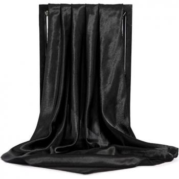 Foulard carré satin noir automne hiver 90x90cm