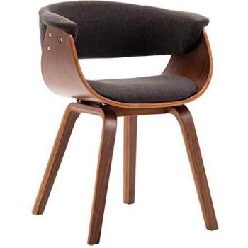 Silla de comedor madera curvada y tela gris Día y Noche