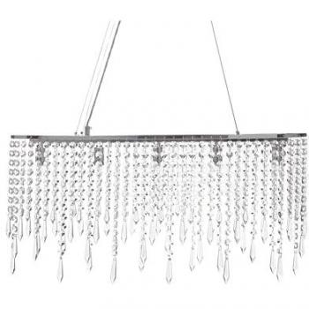 Lustre Chic Éclairage Salon Salle à Manger en Métal Argenté avec Cristaux de Verre Finition Chromée Calvelle