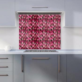 Toughened Glass Pink Animal Print Kitchen Splashback