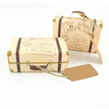 Cajas de papel Kraft mini maleta para dulces, 10-100 Uds. con etiquetas y cuerda