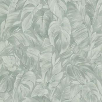 Play Of Light Palm Leaf Vinyl Textured Wallpaper 10m x 53cm myrtle green