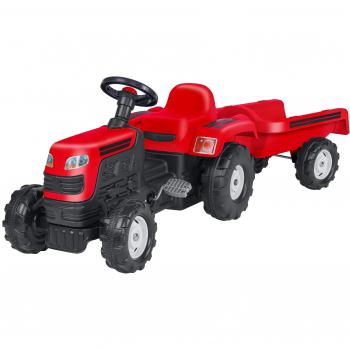 Trattore a pedali rosso con rimorchio Dolu 144x52x45 cm