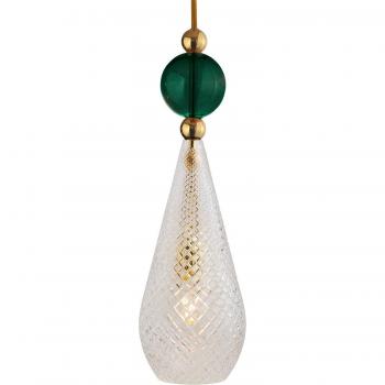 EBB & FLOW Large Green Ball Pendant with Gold Crystal Check