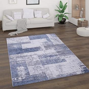 Alfombra Geométrica Pelo Corto para Salón 120x160 cm, Azul 2