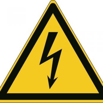 ISO-Elektroschutzschild Brady – Warnung in Form eines Dreiecks (Schwarz/gelb), 54 Stück, Vinyl